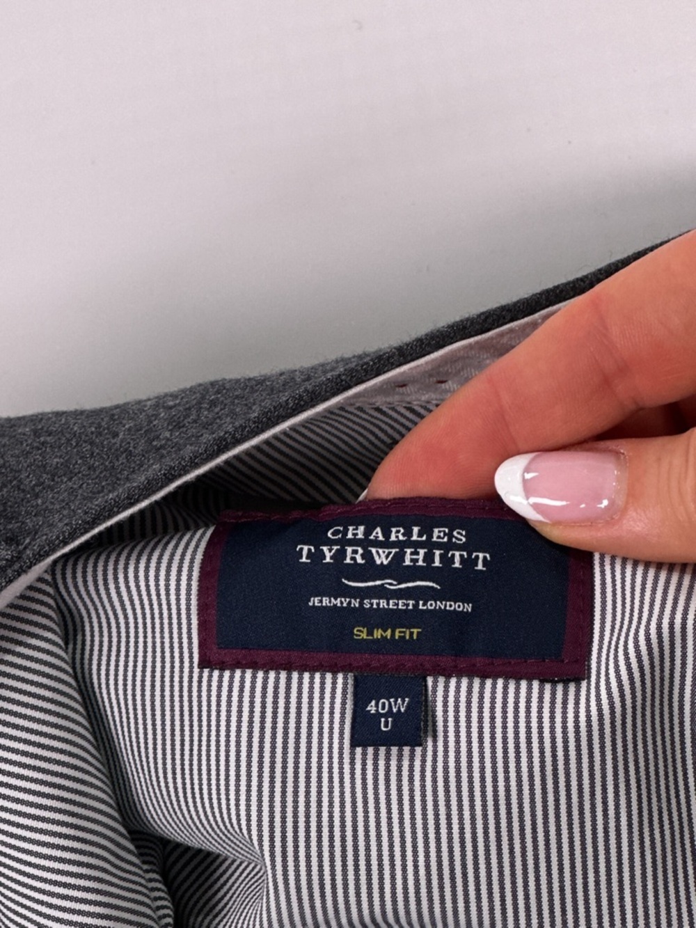 Charles Tyrwhitt 100% Wool Slim Fit Dress Pants Charcoal 40W - Picture 11 of 16